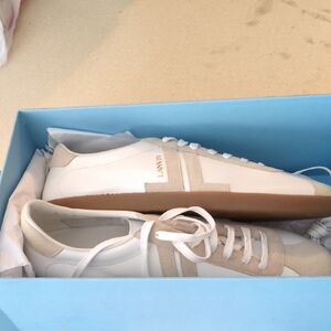 Lanvin Cream and White Leather Sneakers